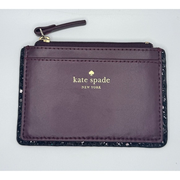 Kate Spade New York Purple Glitter Card Holder Wallet Coin Purse - Picture 1 of 4